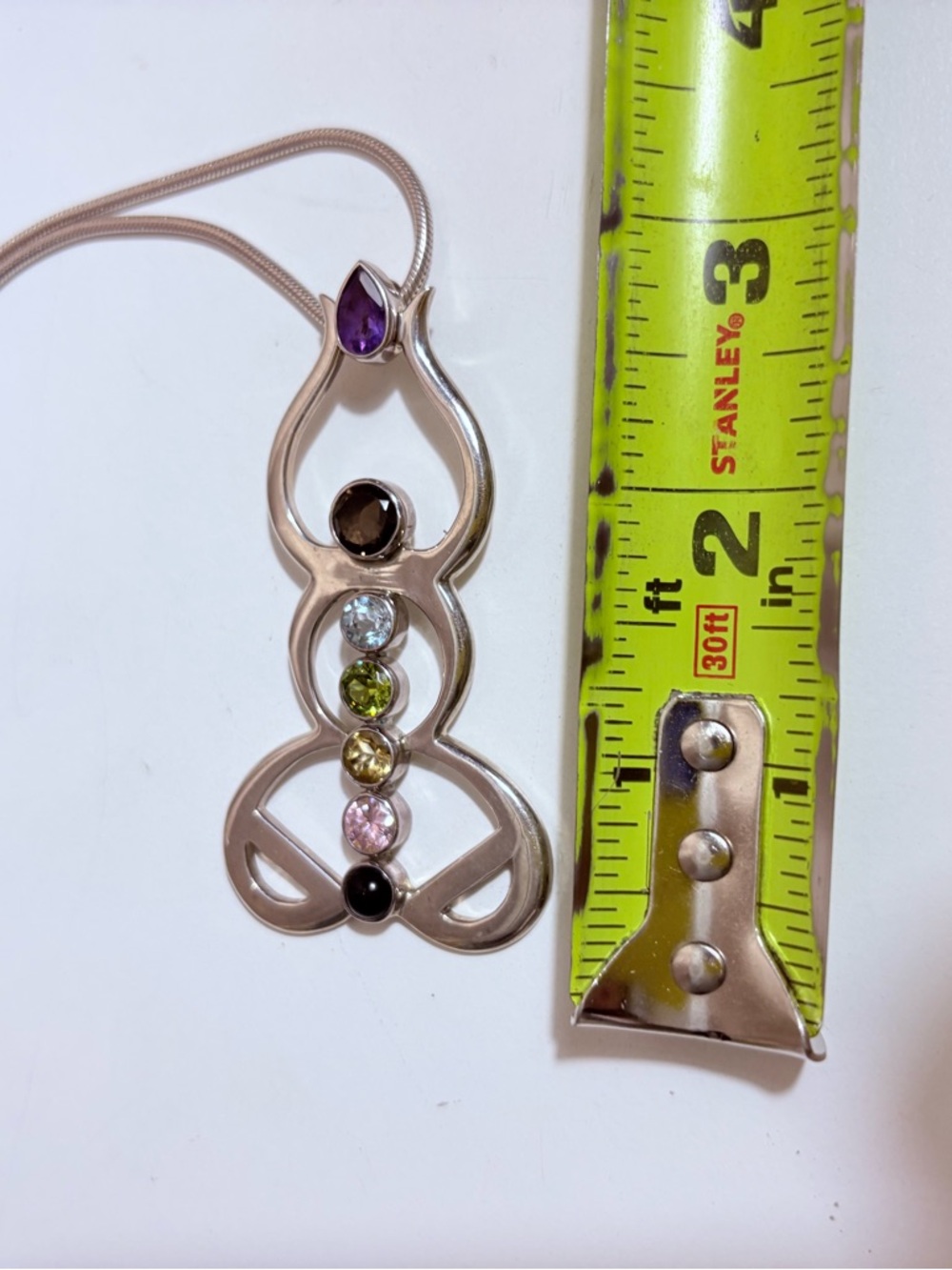 Sterling Multi-Gemstone Pendant Necklace - Purple & Multi-Color - Picture 5 of 7